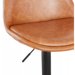Adjustable rotary polyurethane bar stool and black metal foot JANO (brown)