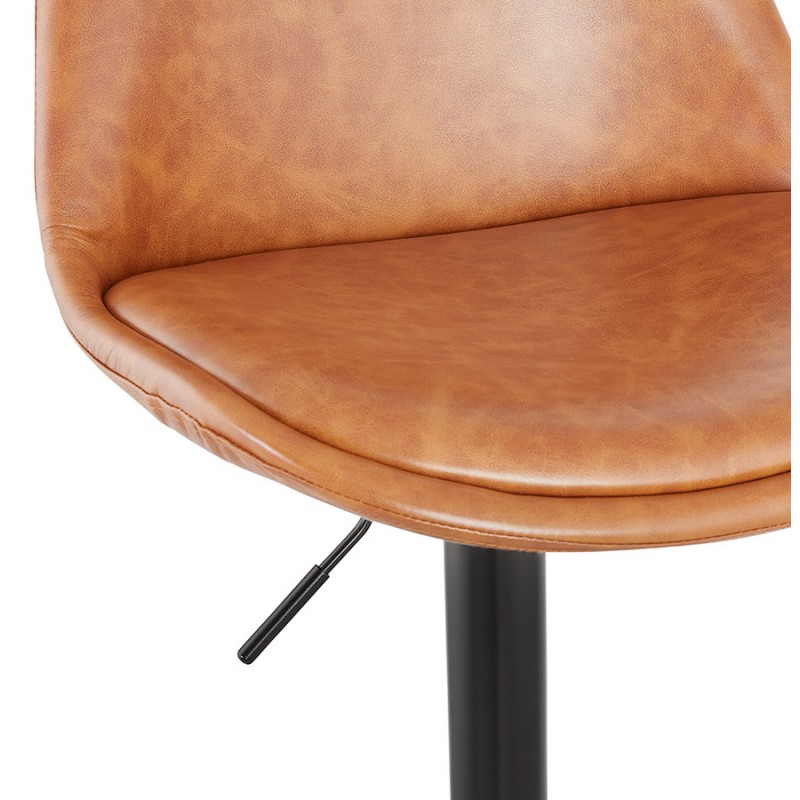 Adjustable rotary polyurethane bar stool and black metal foot JANO (brown) - image 61973