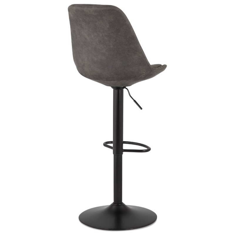 Adjustable rotary bar stool in microfiber and black metal foot MANIA (dark gray) - image 61985
