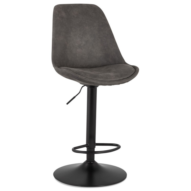 Adjustable rotary bar stool in microfiber and black metal foot MANIA (dark gray) - image 61987