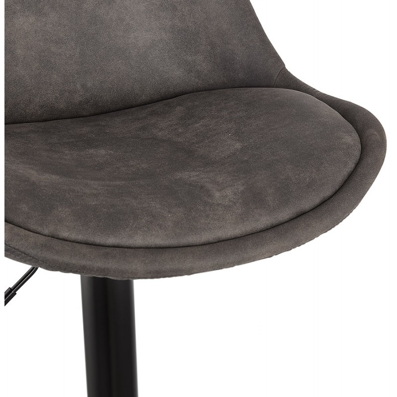 Adjustable rotary bar stool in microfiber and black metal foot MANIA (dark gray) - image 61990