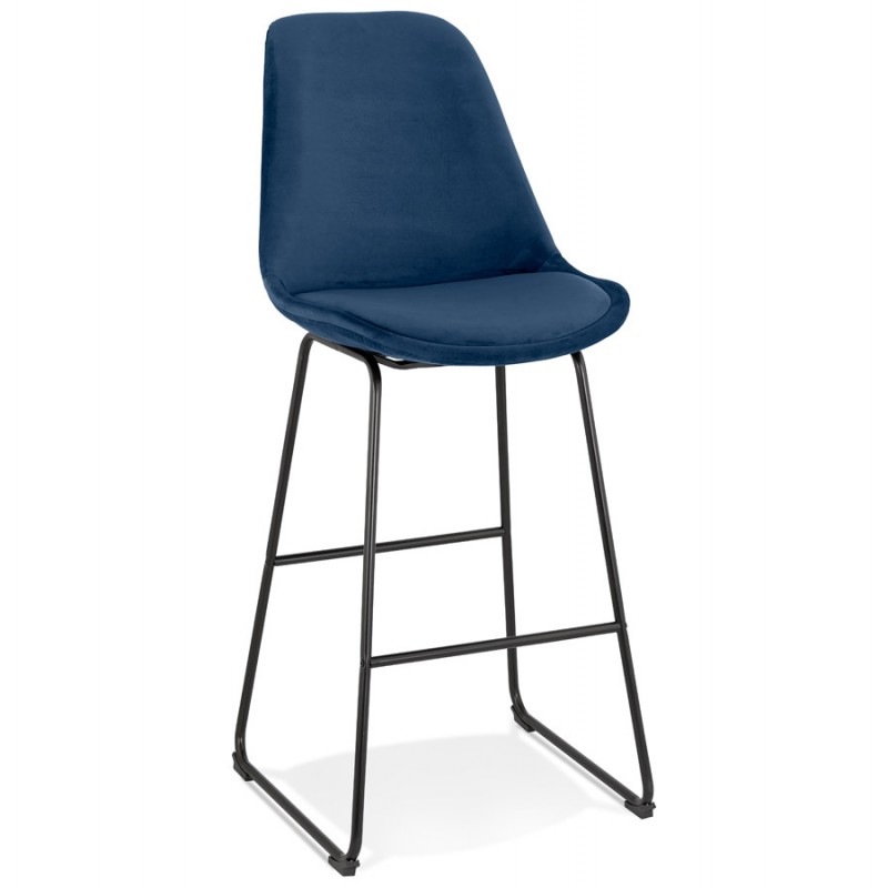 Industrial bar stool in velvet feet black metal MALIOU (blue) - image 62121