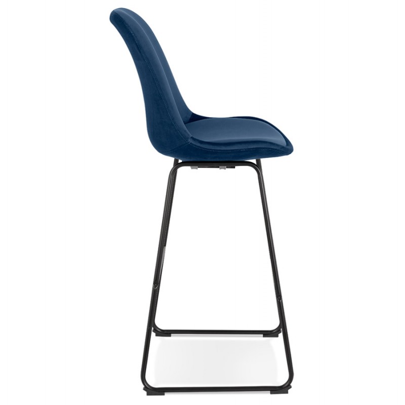 Industrial bar stool in velvet feet black metal MALIOU (blue) - image 62123