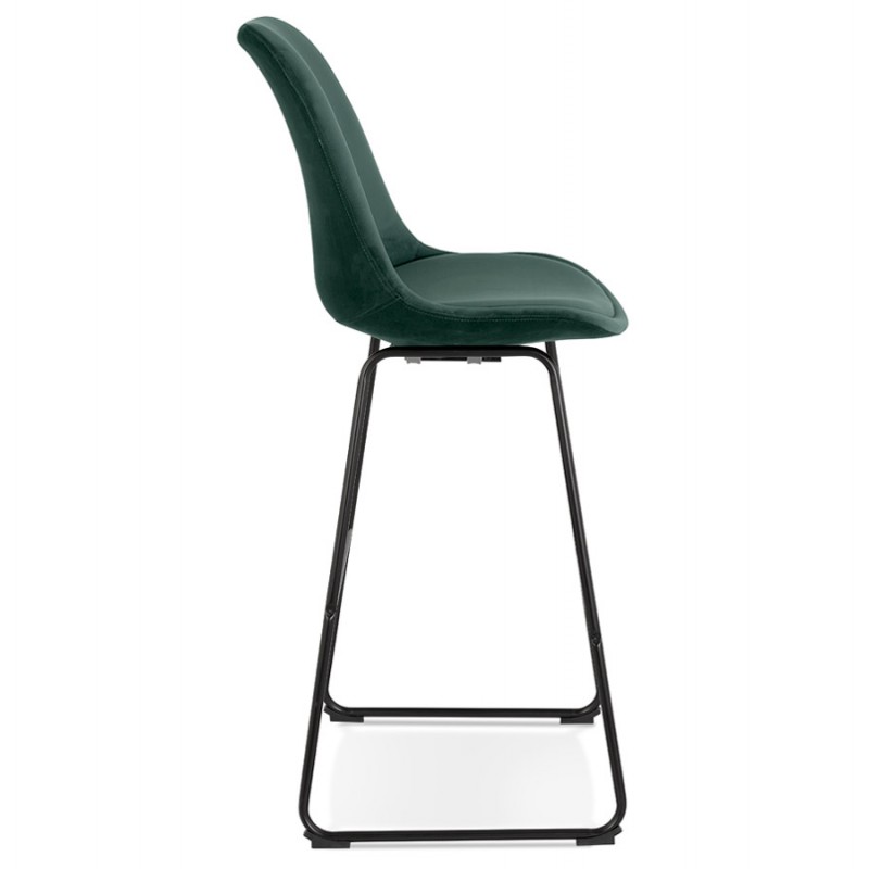 Industrial bar stool in velvet feet black metal MALIOU (green) - image 62163