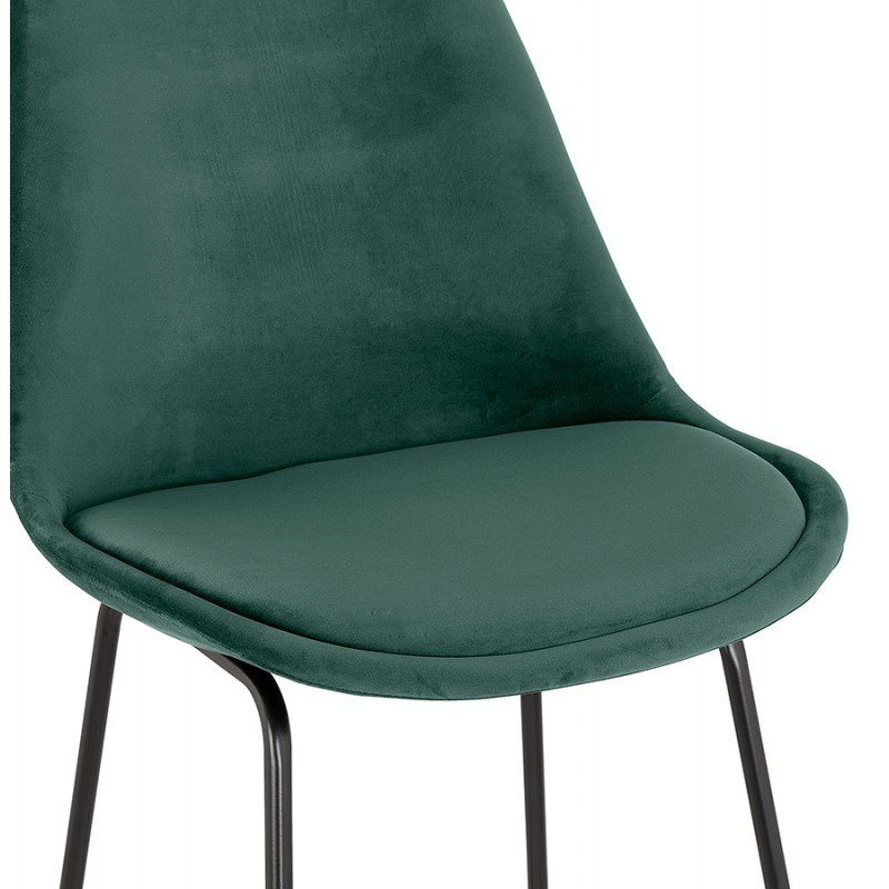 Industrial bar stool in velvet feet black metal MALIOU (green) - image 62166