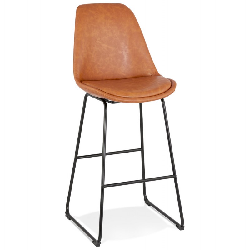 Snack stool mid-height industrial feet metal black PANAL MINI (brown) - image 62221