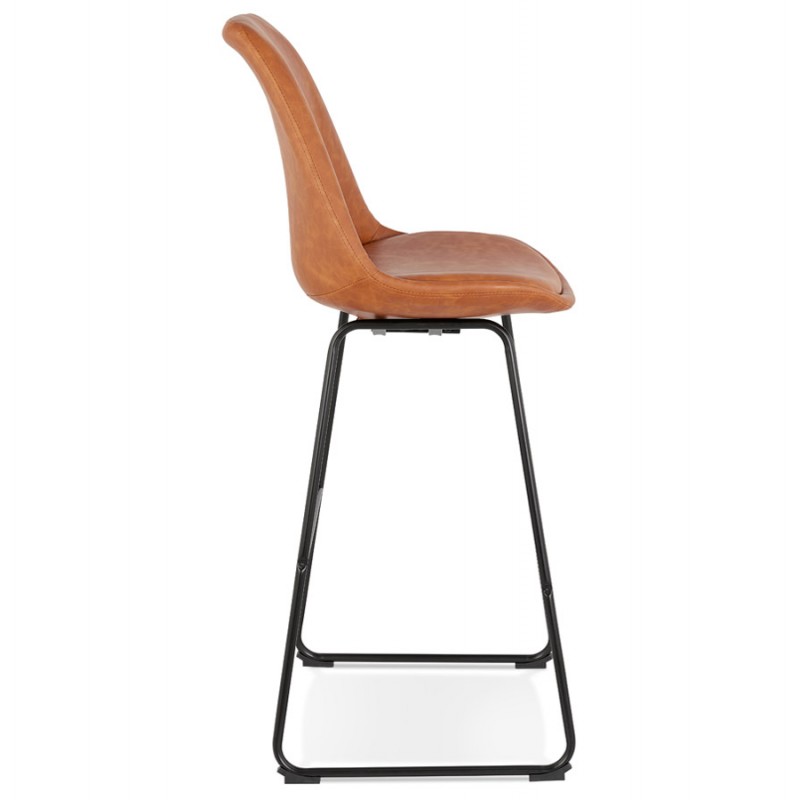 Snack stool mid-height industrial feet metal black PANAL MINI (brown) - image 62223