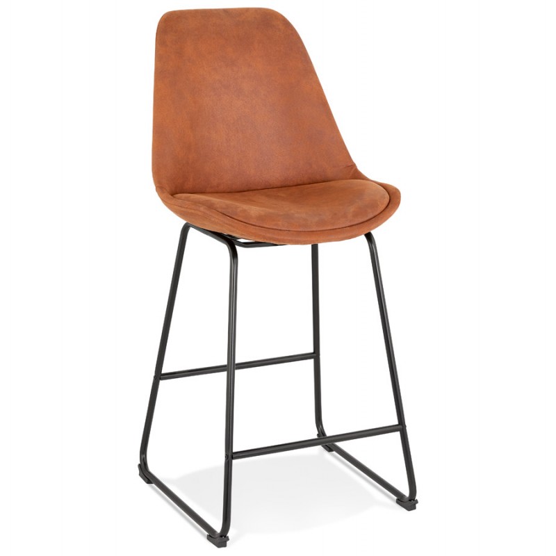 Snack stool mid-height industrial feet metal black metal FANOU MINI (brown) - image 62241