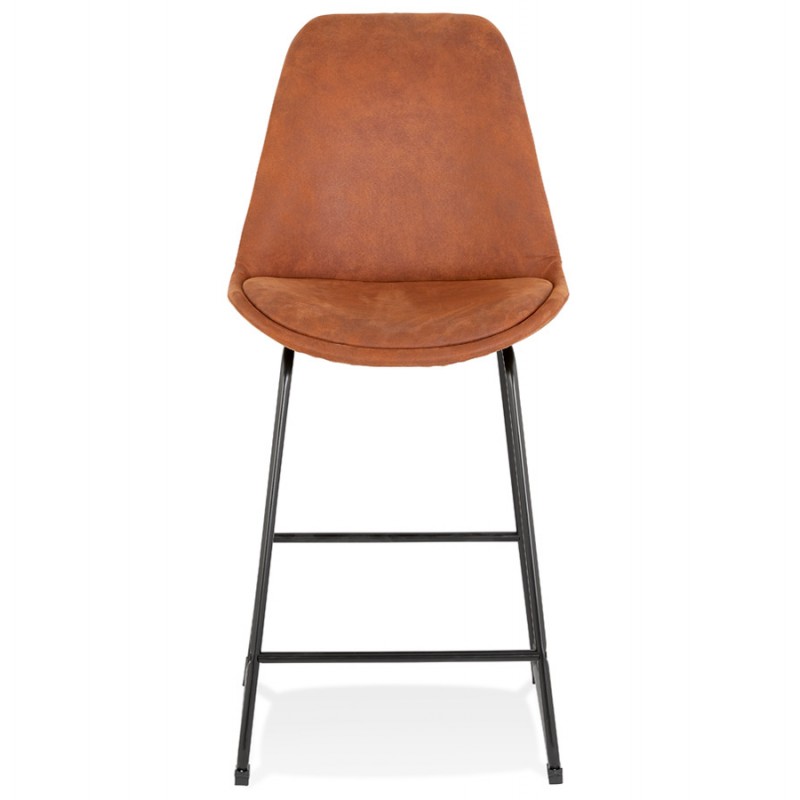 Snack stool mid-height industrial feet metal black metal FANOU MINI (brown) - image 62242