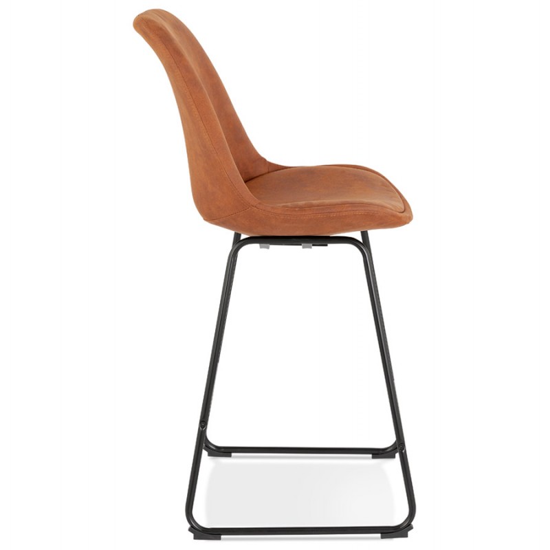 Snack stool mid-height industrial feet metal black metal FANOU MINI (brown) - image 62243
