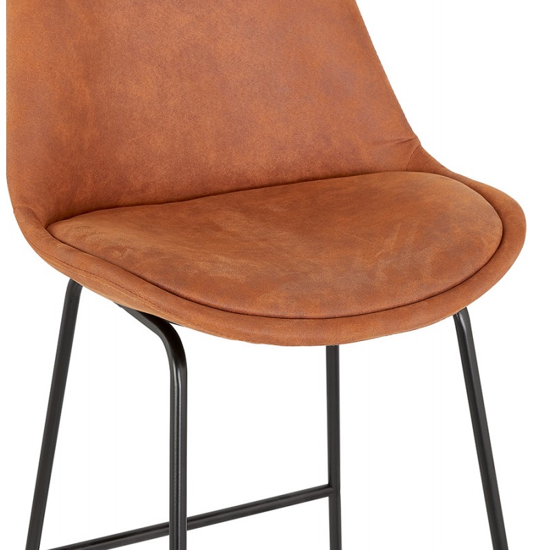 Snack stool mid-height industrial feet metal black metal FANOU MINI (brown) - image 62246