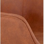 Design bar stool with black metal foot microfiber armrests TANOU (brown)