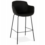 Design bar stool with armrests in fabric feet metal black PONZA (black)
