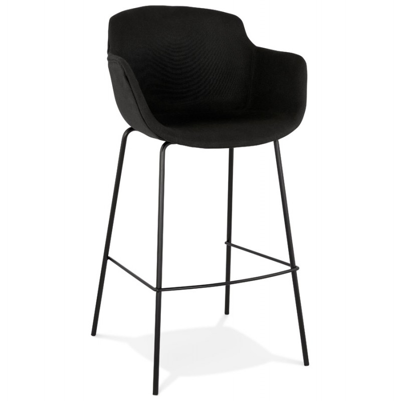 Design bar stool with armrests in fabric feet metal black PONZA (black) - image 62302