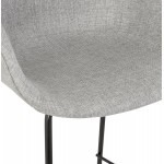 Design bar stool with armrests in black metal feet fabric PONZA (grey)