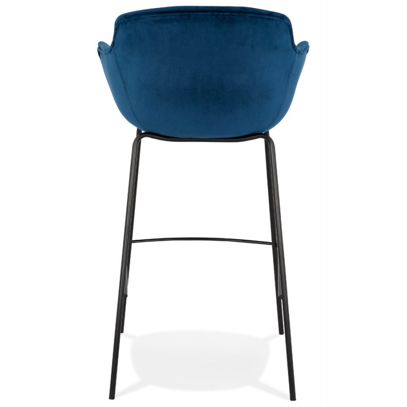 Design bar stool with black metal foot velvet armrests CALOI (blue) - image 62329
