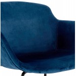 Design bar stool with black metal foot velvet armrests CALOI (blue)