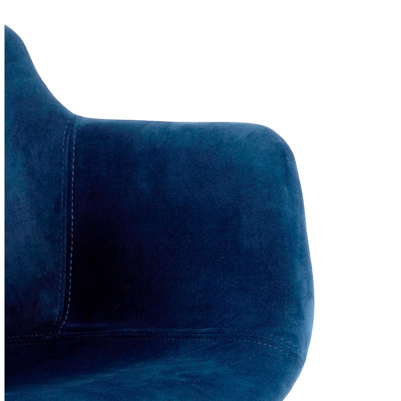 Design bar stool with black metal foot velvet armrests CALOI (blue) - image 62333