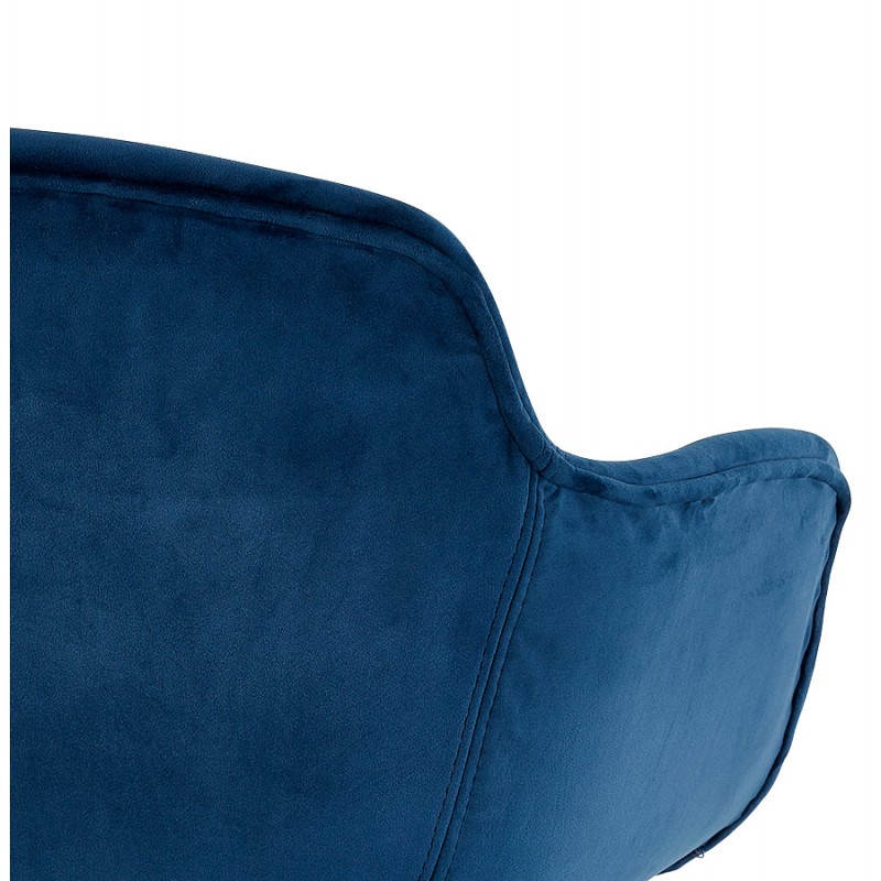 Design bar stool with black metal foot velvet armrests CALOI (blue) - image 62334