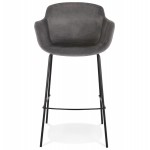 Design bar stool with black metal foot velvet armrests CALOI (grey)