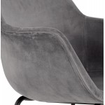 Design bar stool with black metal foot velvet armrests CALOI (grey)