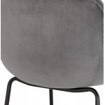 Design Barhocker mit schwarzen Metallfuß-Samtarmlehnen CALOI (grau)