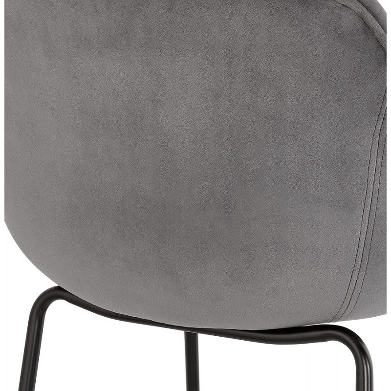 Design bar stool with black metal foot velvet armrests CALOI (grey) - image 62357