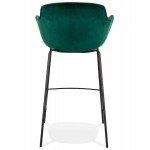 Design bar stool with black metal foot velvet armrests CALOI (green)