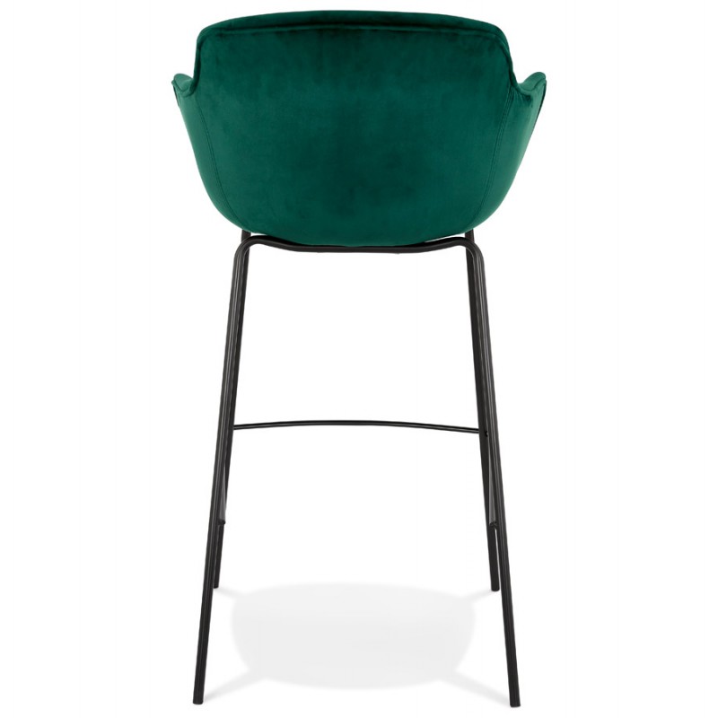 Design bar stool with black metal foot velvet armrests CALOI (green) - image 62364