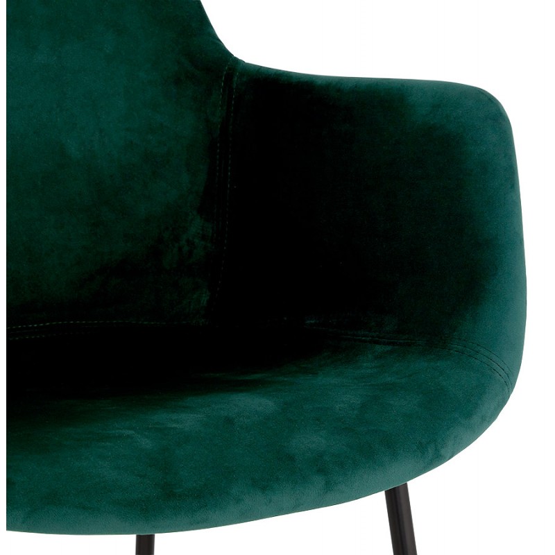 Design-Barhocker mit schwarzen Metallfuß-Samtarmlehnen CALOI (grün) - image 62366