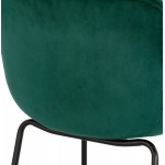 Design-Barhocker mit schwarzen Metallfuß-Samtarmlehnen CALOI (grün)