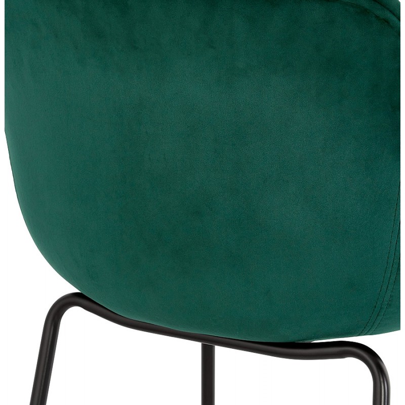 Design bar stool with black metal foot velvet armrests CALOI (green) - image 62368