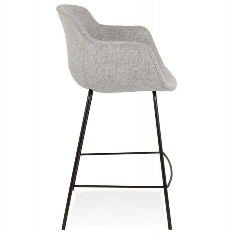 Design mid-height snack stool with armrests in black metal feet fabric CHIL MINI (grey) - image 62394