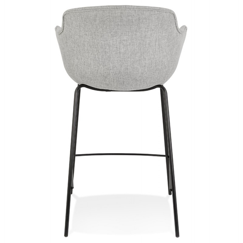 Design mid-height snack stool with armrests in black metal feet fabric CHIL MINI (grey) - image 62396