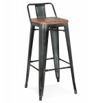 Industrial bar stool in velvet feet metal black BLAIRE (black)