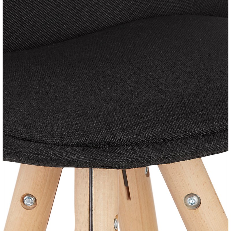 Tabouret de bar mi-hauteur design pieds bois naturel ROXAL MINI (noir) - image 62489
