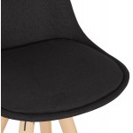 Taburete de barra diseño pies madera natural ROXAL (negro)