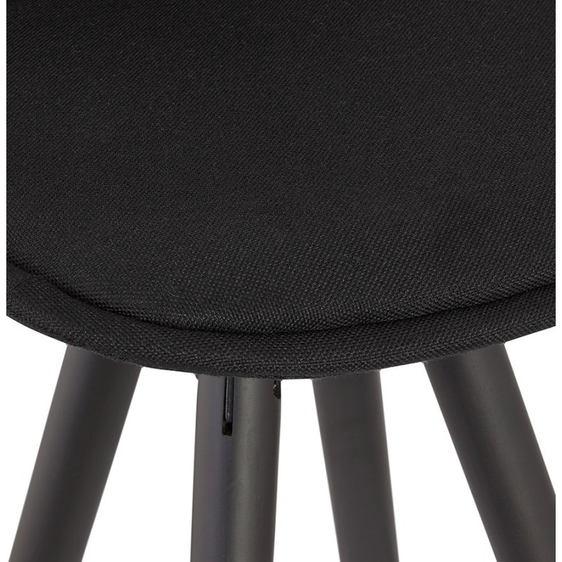 Tabouret de bar mi-hauteur design pieds bois noirs ROXAL MINI (noir) - image 62515