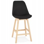 Taburete de bar silla de bar de media altura diseño pies madera natural ILDA MINI (negro)