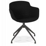Chaise design avec accoudoirs en tissu pieds métal noirs AYAME (noir)