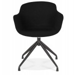 Design chair with fabric armrests feet metal black AYAME (black)
