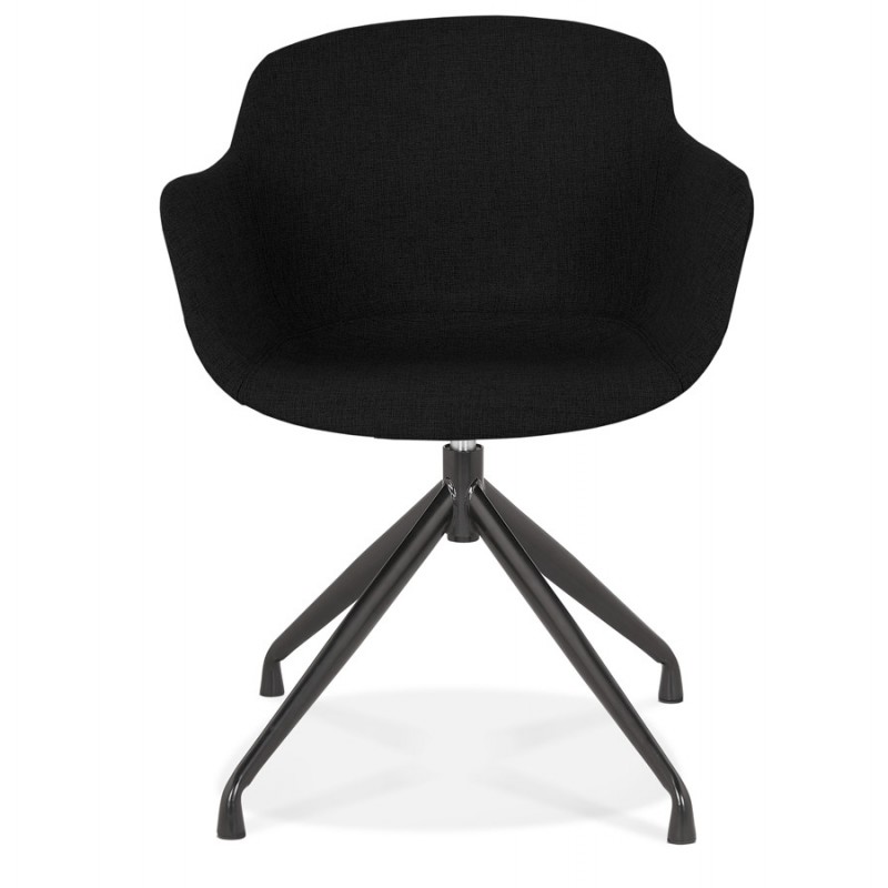 Chaise design avec accoudoirs en tissu pieds métal noirs AYAME (noir) - image 62603