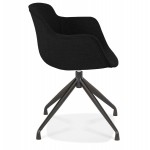 Design chair with fabric armrests feet metal black AYAME (black)