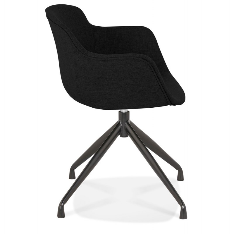 Chaise design avec accoudoirs en tissu pieds métal noirs AYAME (noir) - image 62604