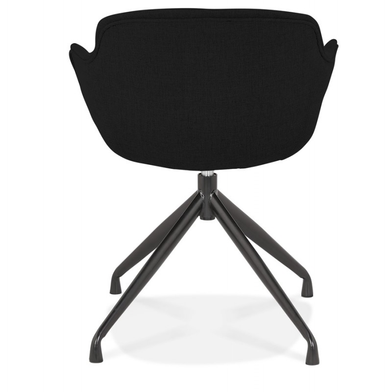 Chaise design avec accoudoirs en tissu pieds métal noirs AYAME (noir) - image 62606