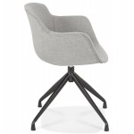 Design chair with armrests in fabric feet metal black AYAME (gray)