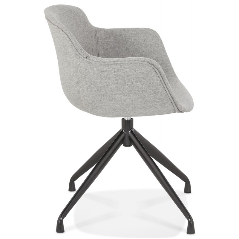 Chaise design avec accoudoirs en tissu pieds métal noirs AYAME (gris) - image 62613