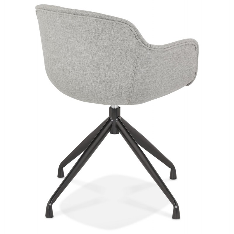 Chaise design avec accoudoirs en tissu pieds métal noirs AYAME (gris) - image 62614