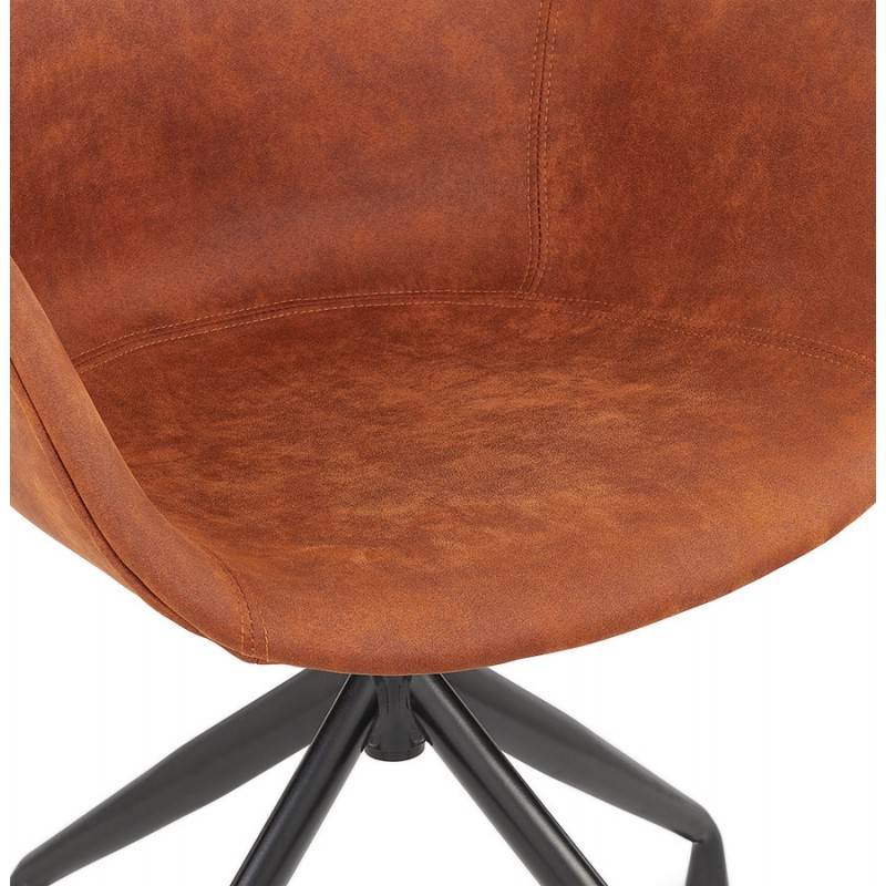 Design chair with black metal foot microfiber armrests KIYO (brown) - image 62626