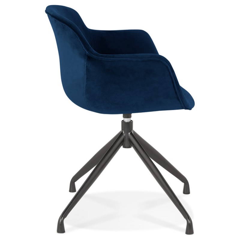 Chaise design avec accoudoirs en velours pieds métal noirs KOHANA (bleu) - image 62634